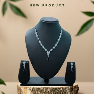 Elegant Crystal Drop Silver Necklace & Earrings Set – New Launch