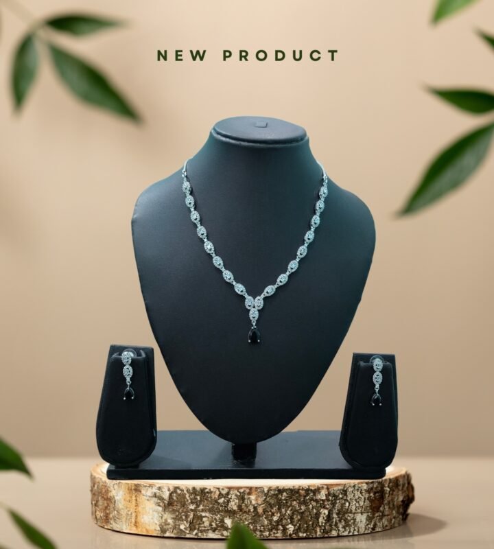 Elegant Crystal Drop Silver Necklace & Earrings Set – New Launch