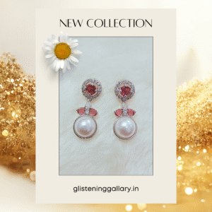 Elegant Pearl & Pink Crystal Stud Earrings