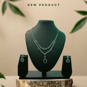 Elegant Drop Pendant Silver Necklace & Earrings Set – New Arrival