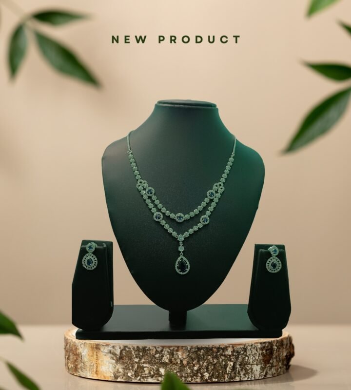 Elegant Drop Pendant Silver Necklace & Earrings Set – New Arrival