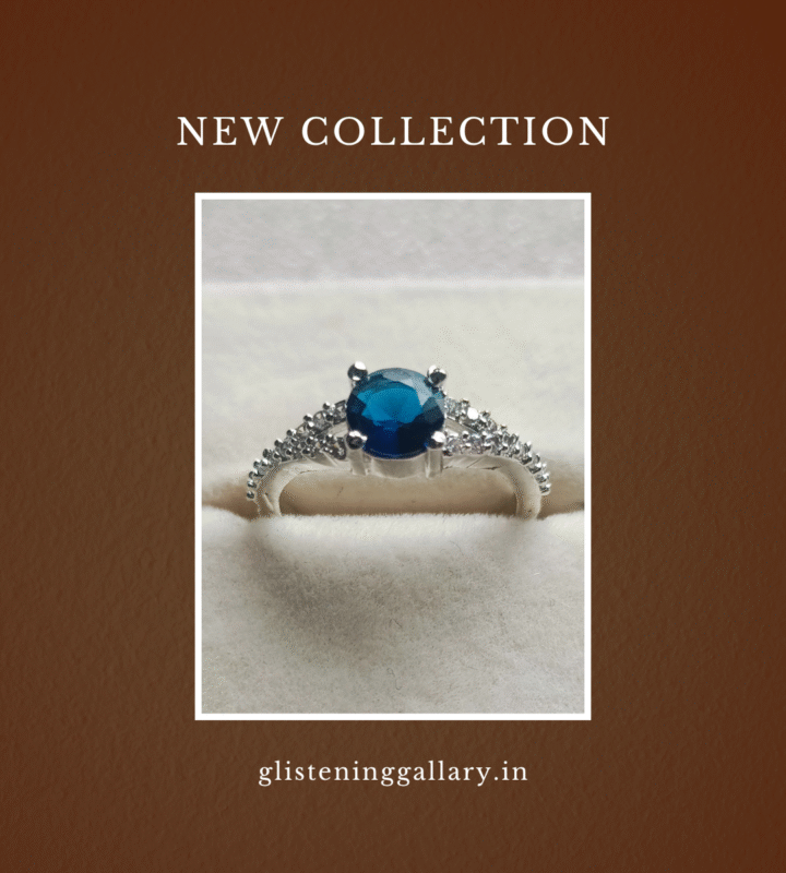Elegant Blue Sapphire & Diamond Accent Ring – Sterling Silver