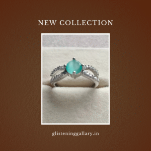 Sterling Silver Green Gemstone Ring with Diamond Accents