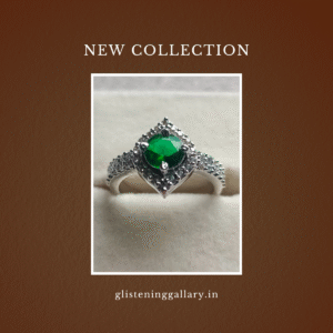 Royal Green Emerald-Style Ring with Diamond Halo
