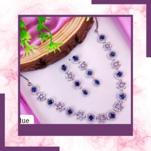 Elegant Floral Diamond Necklace & Earring Set