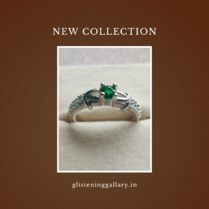 Silver Ring with Elegant Green Gemstone and Side Accents