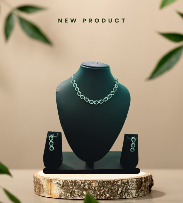 Elegant Emerald Necklace & Earring Set – New Arrival