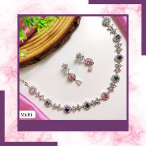🌸 Elegant Multi-Stone Necklace & Earring Set 🌸