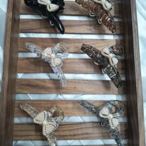 Pearl Embellished Hair Claw Clips – Set of 6