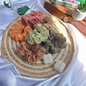 Organza Hair Scrunchies – Earthy Pastel Color Set