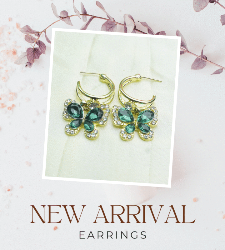Emerald Butterfly Hoop Earrings