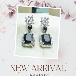 Black Diamond Floral Drop Earrings