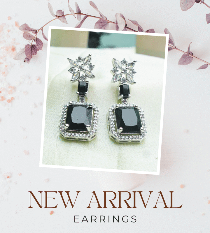Black Diamond Floral Drop Earrings