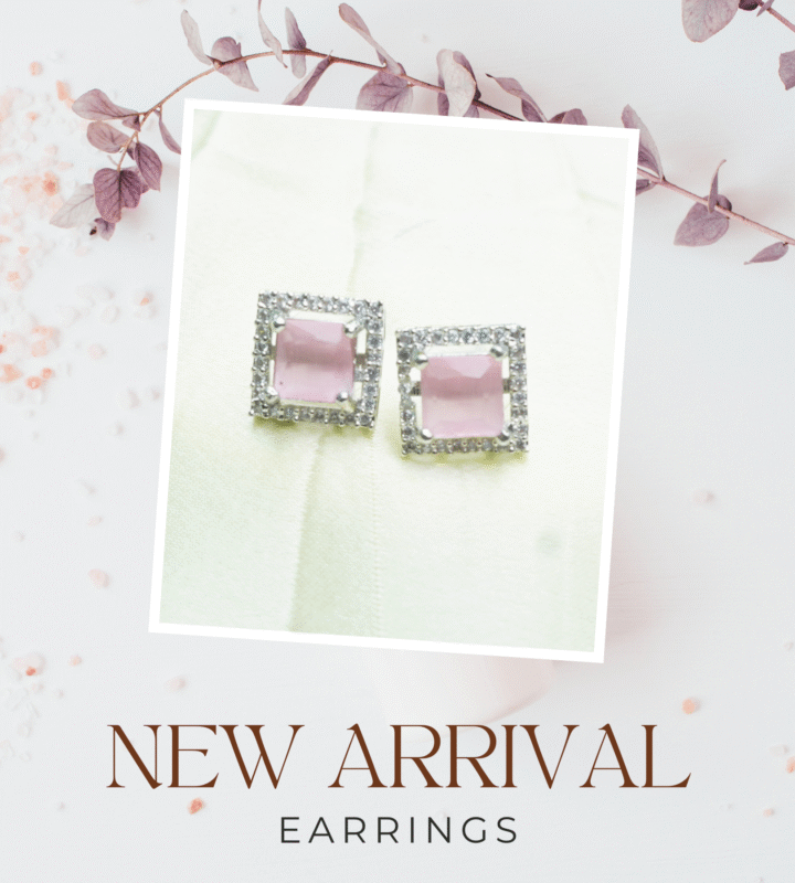 Blush Pink Square Spark Stud Earrings