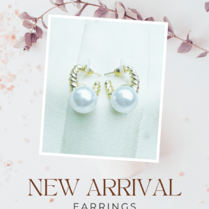 Golden Twist Pearl Stud Earrings