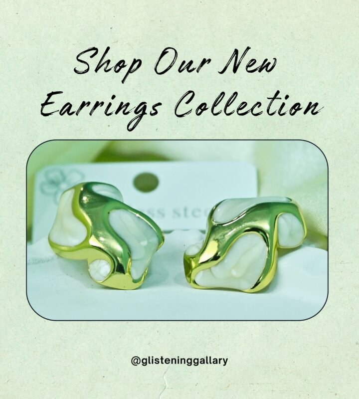 Elegant White & Gold Earrings – New Collection