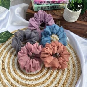 Organza Hair Scrunchies – Pastel & Muted Color Set
