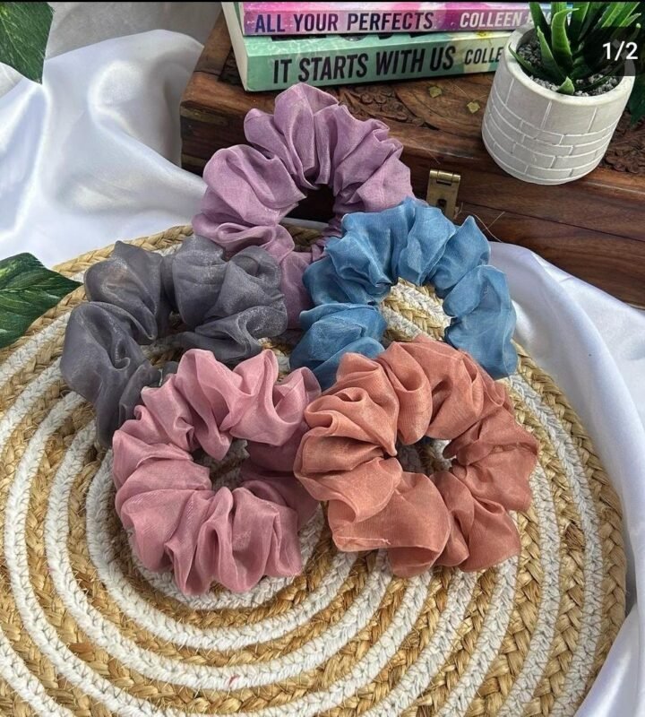 Organza Hair Scrunchies – Pastel & Muted Color Set