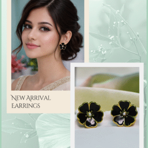 New Arrival Floral Black Stud Earrings