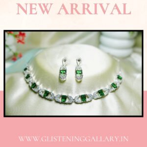 Emerald Elegance Diamond-Style Necklace Set (New Arrival)