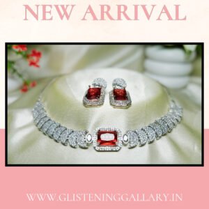 Ruby Radiance Diamond-Style Necklace Set (New Arrival)