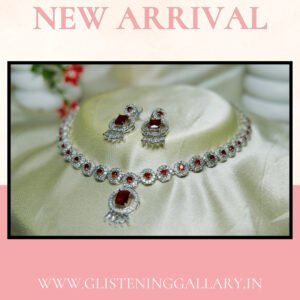 Crimson Ruby Diamond-Style Necklace Set (New Arrival)