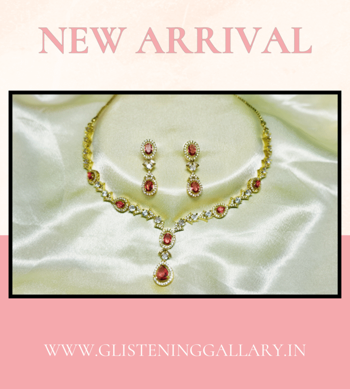 Ruby Petal Gold Necklace Set