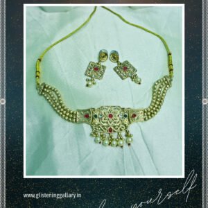 Antique Gold Kundan Choker Necklace Set