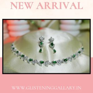 Emerald Sparkle Diamond-Style Necklace Set