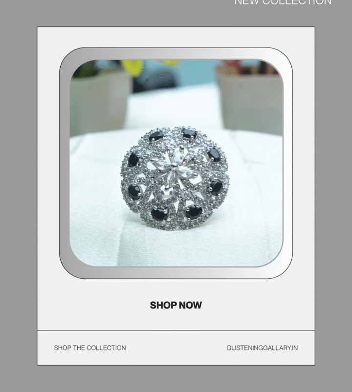 Midnight Bloom Statement Ring