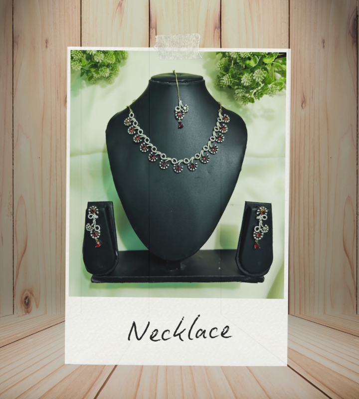 Ruby Sparkle Charm Necklace Set