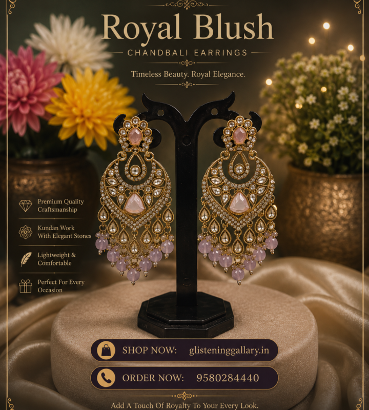 Royal Blush Chandbali Earrings ✨