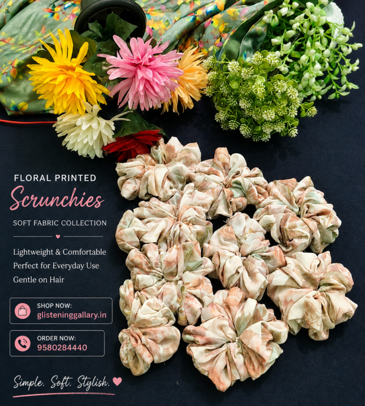 Floral Satin Scrunchies – Premium Pastel Collection