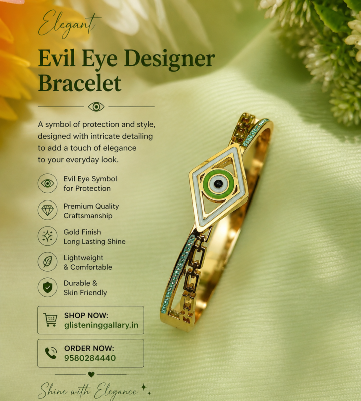 Evil Eye Designer Bracelet – Gold Finish