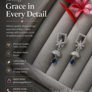 Royal Blue Drop Earrings – Silver Finish