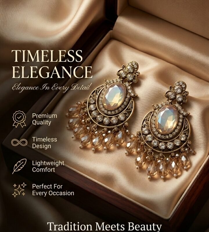 Royal Crystal Chandbali Earrings