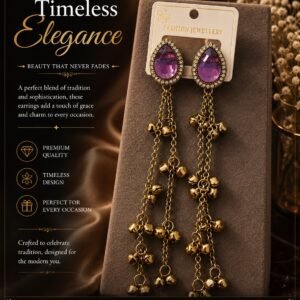 Purple Crystal Ghungroo Earrings