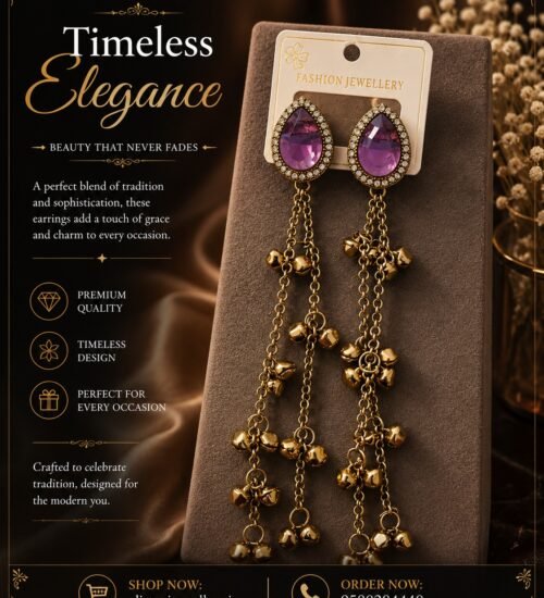 Purple Crystal Ghungroo Earrings