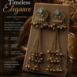 Royal Turquoise Ghungroo Chandbali Earrings