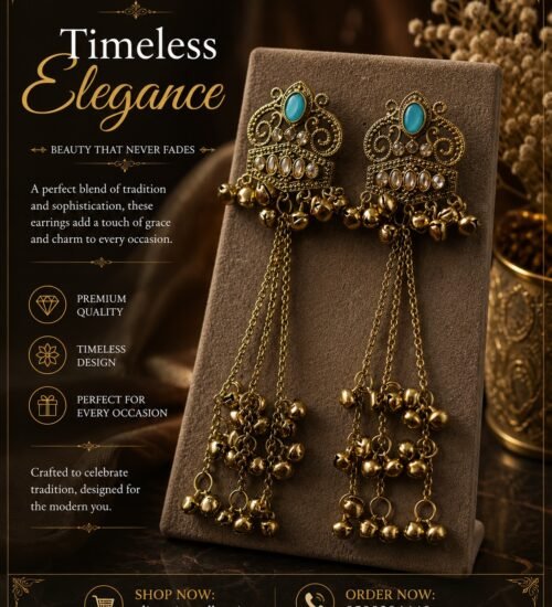 Royal Turquoise Ghungroo Chandbali Earrings