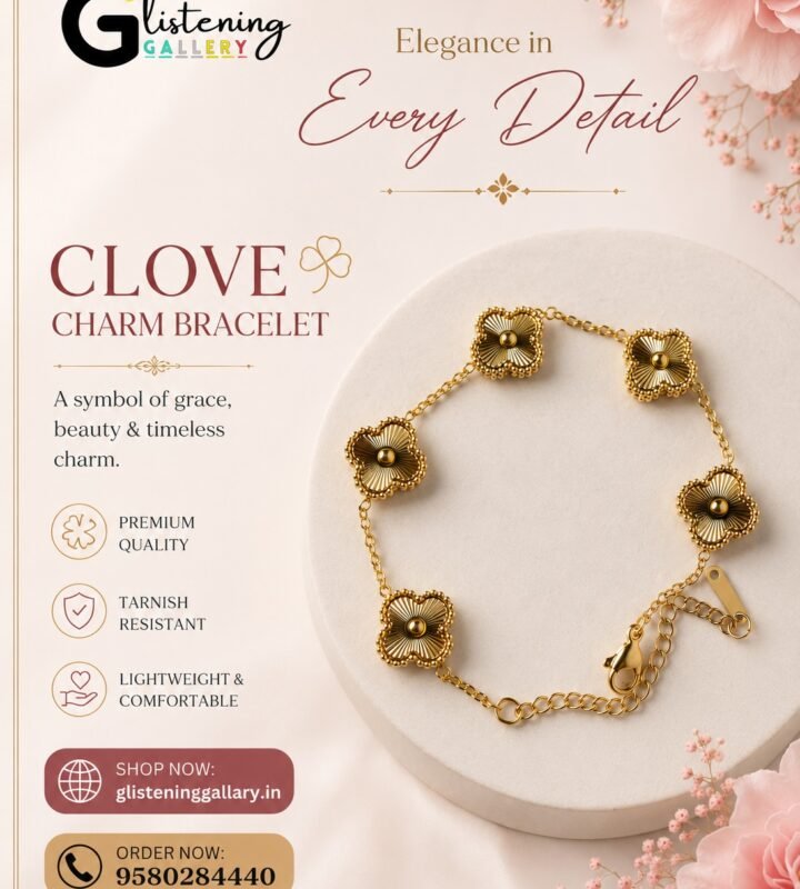 Golden Clover Charm Bracelet