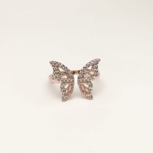 Butterfly Adjustable Ring – Rose Gold Crystal Design